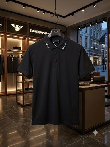 Men’s Premium Black Polo T-Shirt Signature Logo Collar
