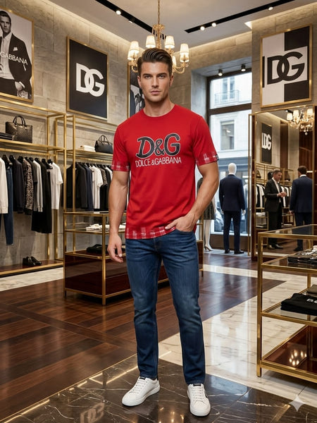Luxury Stylish Red Casual Round Neck T-Shirt For Men