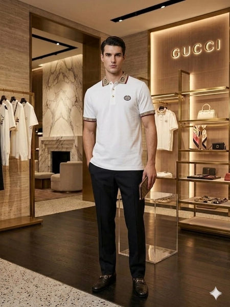 Premium White Polo Collar T-Shirt for Men