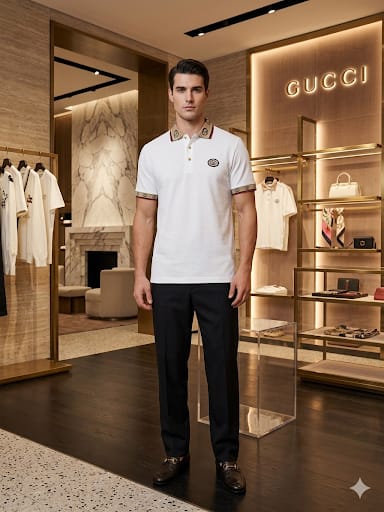 Premium White Polo Collar T-Shirt for Men