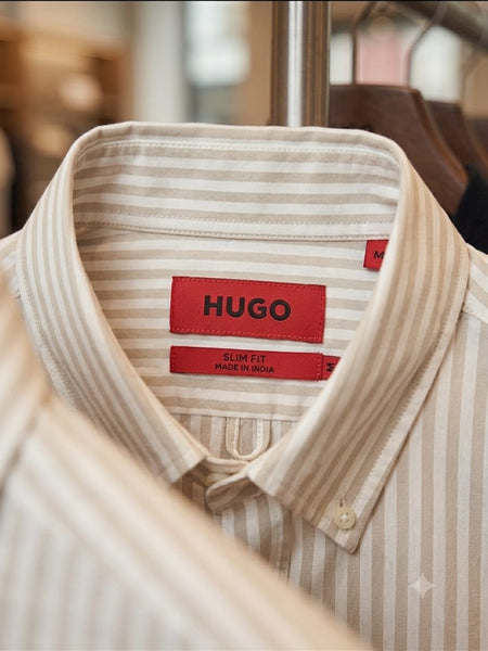 Premium Beige Striped Casual Shirt for Men