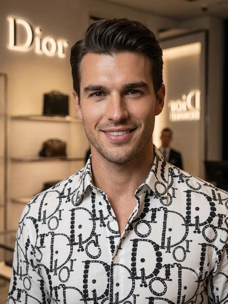 Luxury White Monogram Printed Full Sleeve Shirt – Premium Designer Style