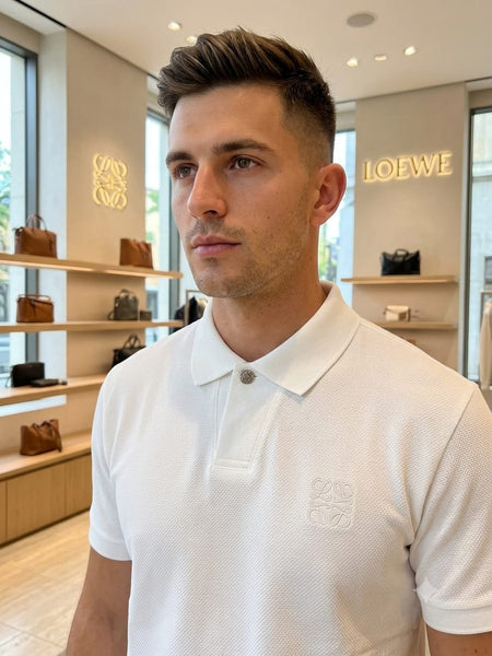 Premium Textured Polo T-Shirt With Embroidered Logo Classic White Edition