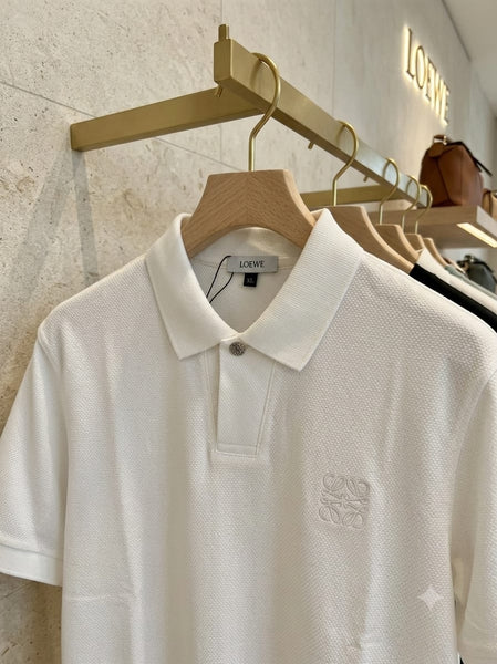 Premium Textured Polo T-Shirt With Embroidered Logo Classic White Edition