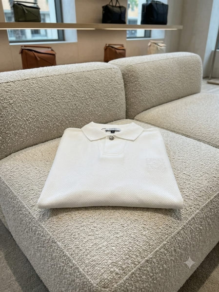 Premium Textured Polo T-Shirt With Embroidered Logo Classic White Edition