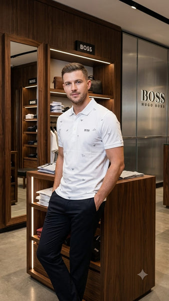 Branded  Premium White All Over Logo Printed Polo T-Shirt