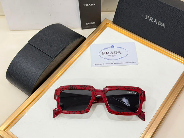 Women’s Branded Square Sunglasses Scribble Print Designer Eyewear