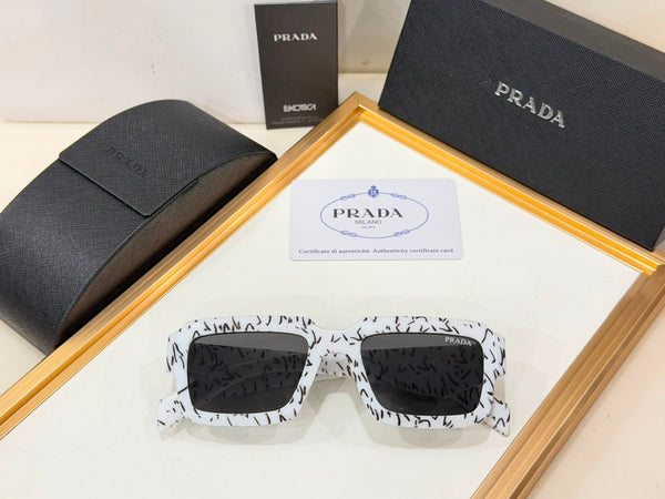 Women’s Branded Square Sunglasses Scribble Print Designer Eyewear