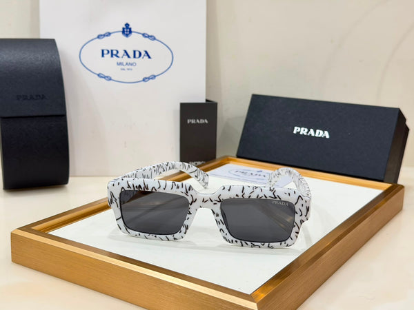 Women’s Branded Square Sunglasses Scribble Print Designer Eyewear