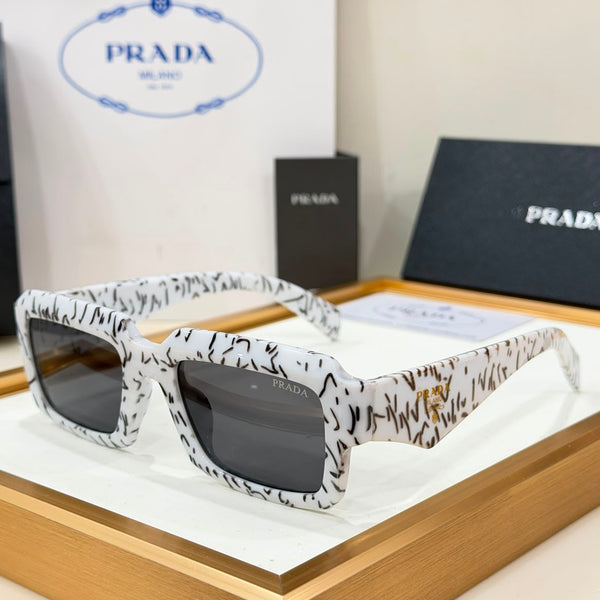 Women’s Branded Square Sunglasses Scribble Print Designer Eyewear