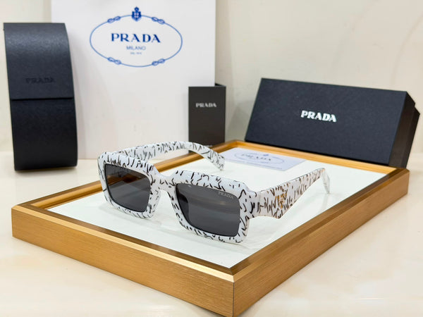 Women’s Branded Square Sunglasses Scribble Print Designer Eyewear