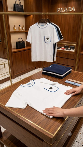 Men’s White Pocket T-Shirt Luxury Crew Neck Drop Shoulder Tee
