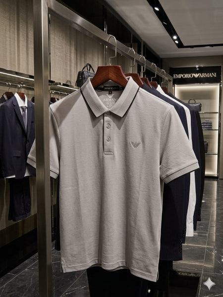 Premium Men’s Solid Grey Polo T-Shirt Classic Collar Smart Casual Luxury Fit