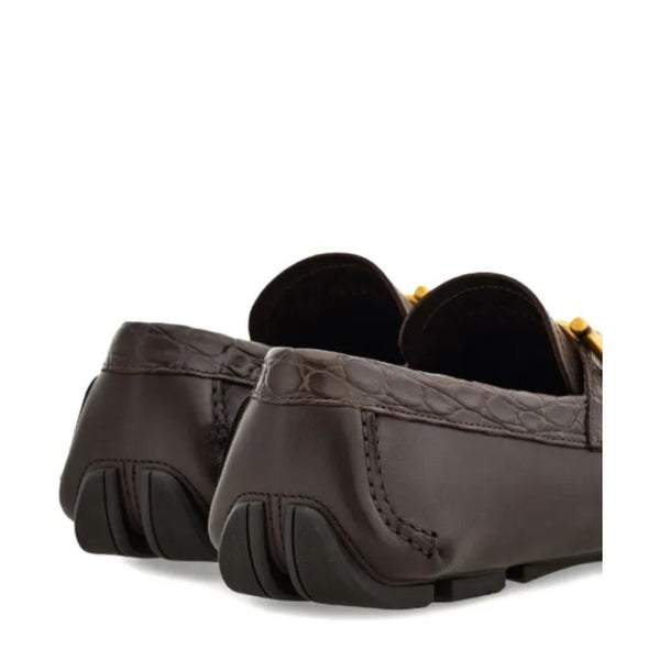 Elegant  Buckle Leather Loafers – Luxury Brown Slip-On Shoes