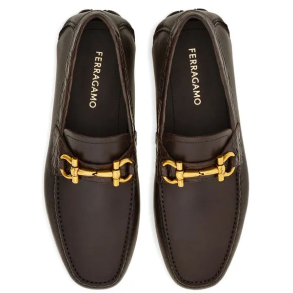 Elegant  Buckle Leather Loafers – Luxury Brown Slip-On Shoes
