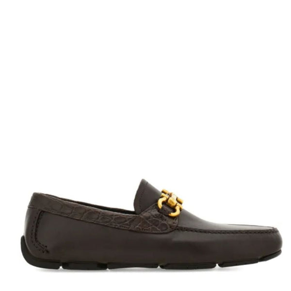 Elegant  Buckle Leather Loafers – Luxury Brown Slip-On Shoes