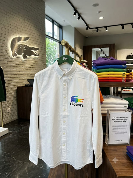 Premium White  Shirt Rainbow Crocodile Logo Casual Formal Wear