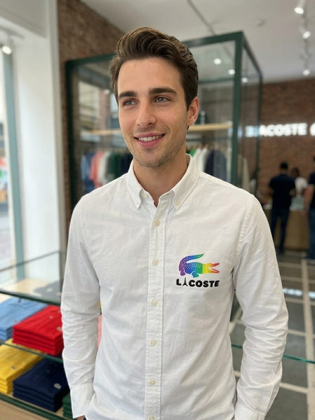 Premium White  Shirt Rainbow Crocodile Logo Casual Formal Wear