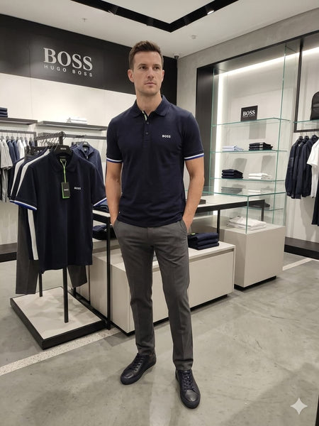 Premium Navy Blue Polo T-Shirt Classic Smart Casual Comfort Fit