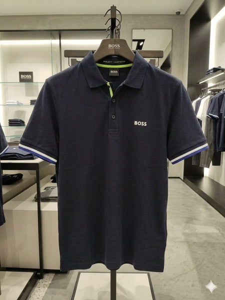 Premium Navy Blue Polo T-Shirt Classic Smart Casual Comfort Fit