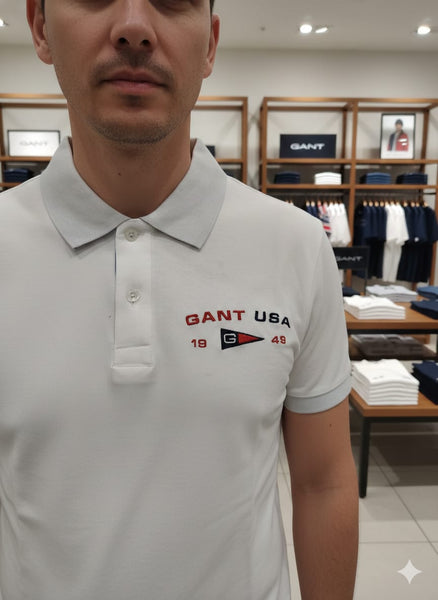 White Polo T-Shirt  Classic Embroidered Logo Premium Casual Wear