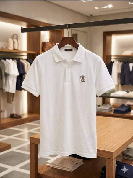 Premium Men's Classic White Polo T-Shirt – Elegant Comfort & Timeless Style