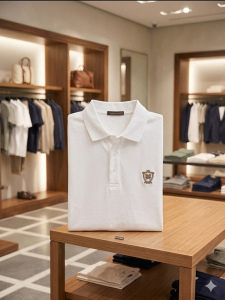 Premium Men's Classic White Polo T-Shirt – Elegant Comfort & Timeless Style