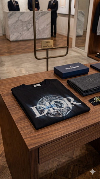 Luxury  Stone Island Premium Black Graphic Drop Shoulder T-Shirt