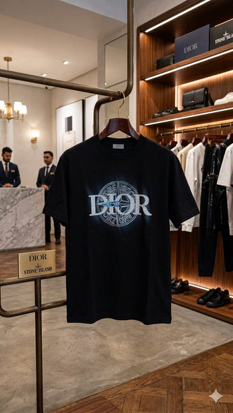 Luxury  Stone Island Premium Black Graphic Drop Shoulder T-Shirt