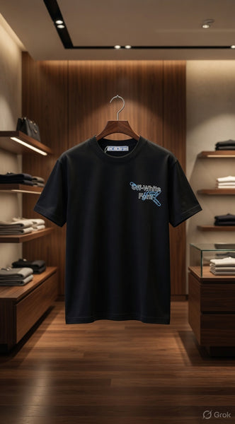 Luxury Brand  Font Logo Black Premium Oversized T-Shirt for Men
