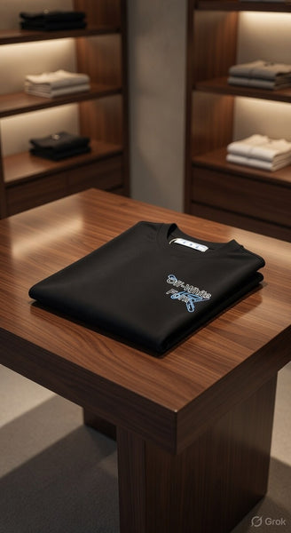 Luxury Brand  Font Logo Black Premium Oversized T-Shirt for Men