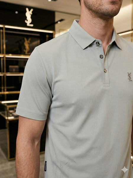 Men's Premium Light Grey Polo T-Shirt – Elegant Everyday Essential