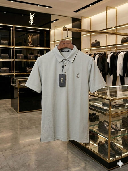 Men's Premium Light Grey Polo T-Shirt – Elegant Everyday Essential