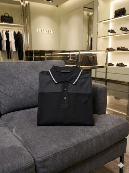 Luxury Black Polo T-Shirt for Men with Iconic Logo Detail