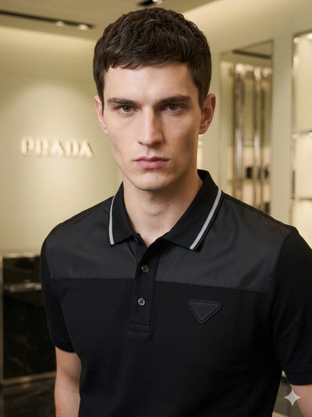 Luxury Black Polo T-Shirt for Men with Iconic Logo Detail