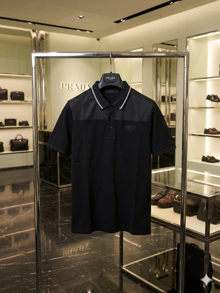 Luxury Black Polo T-Shirt for Men with Iconic Logo Detail