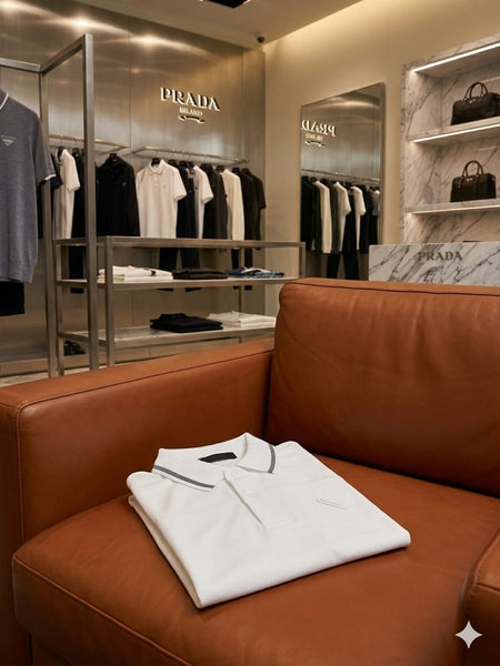 Men’s White Premium Polo T-Shirt with Signature Triangle Logo