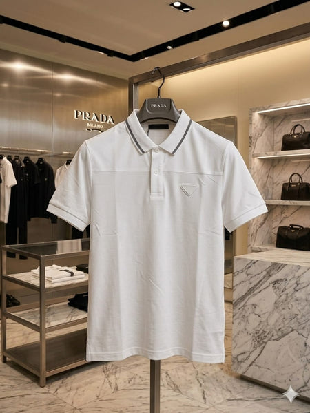 Men’s White Premium Polo T-Shirt with Signature Triangle Logo