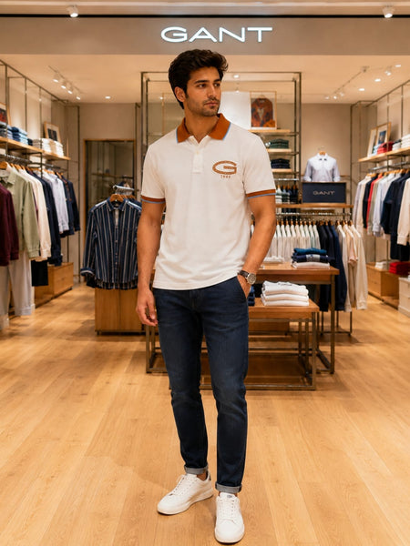 Premium Men’s Classic White Polo T-Shirt with Contrast Collar