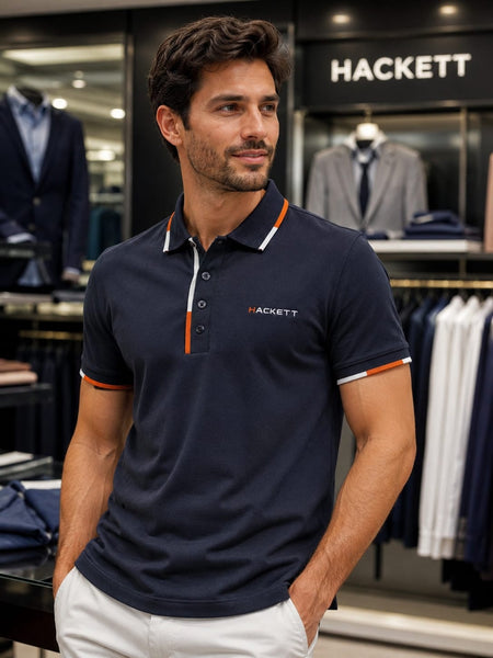 Luxury  Casual Polo Tee with Contrast Collar and Sleeve Details