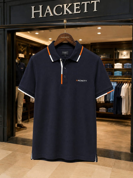 Luxury  Casual Polo Tee with Contrast Collar and Sleeve Details