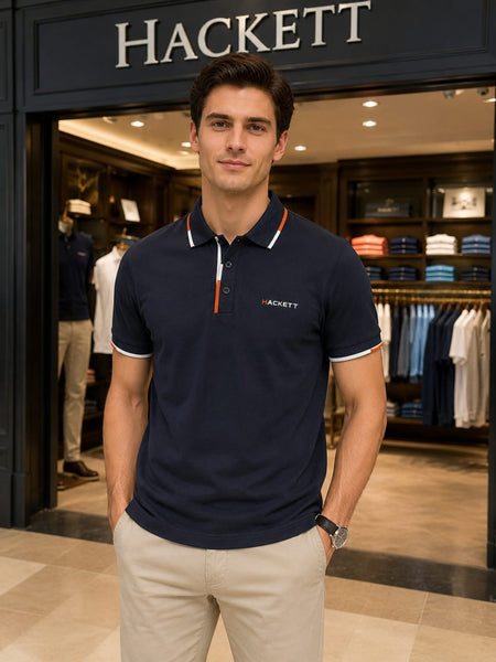 Luxury  Casual Polo Tee with Contrast Collar and Sleeve Details