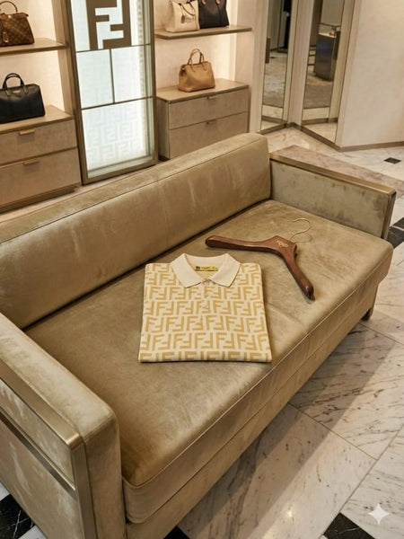 FF Monogram Yellow Luxury Polo T-Shirt for Men