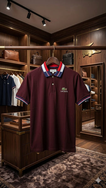 Men’s Elegant Maroon Polo Shirt with Contrast Trim