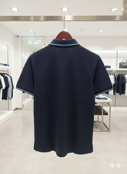 Men’s Premium Navy Blue Polo T-Shirt with Contrast Tipping
