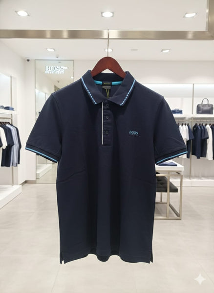 Men’s Premium Navy Blue Polo T-Shirt with Contrast Tipping