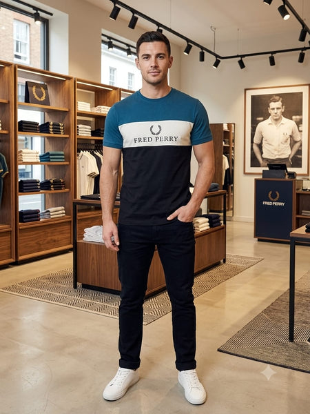Men’s Premium Brand  Signature Logo Crew Neck Tee