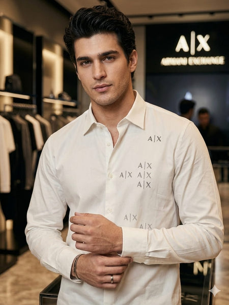 Men’s Premium Brand Signature White Regular  Fit Shirt for Men
