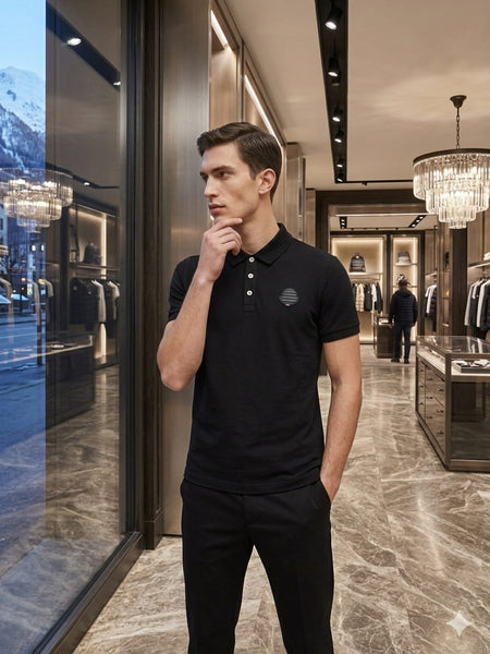 Premium Black Designer Polo T-Shirt for Men – Luxury Smart Casual Edition