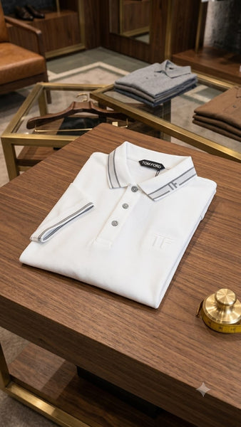 Branded  White Signature Polo Shirt – Premium Smart Casual Luxury Wear